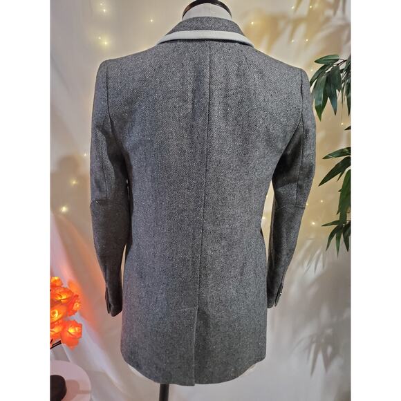 Banana Republic NWT Hack ing Wool Blazer Jacket Womens Size 2 Petite Gray White - Picture 5 of 13